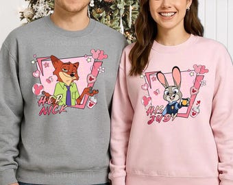 Nick Wilde Judy Hopps Valentine Shirt, Zootopia Matching Tee, Disney Valentine's Day Gift 2026 Tee, Romantic Disney Couple Shirt