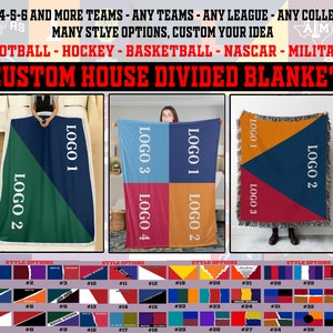 Custom House Divided Blanket, College Football, Personalized Basketball - Baseball - Hockey Teams Blanket, Football Blanket Gift For Fans