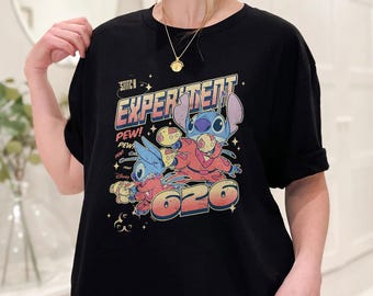 Camiseta Disney Stitch Experiment 626 Plasma Blaster, divertida camiseta de Lilo y Stitch, camiseta de Disney Family Trip, camiseta de fan de Stitch, HC0185