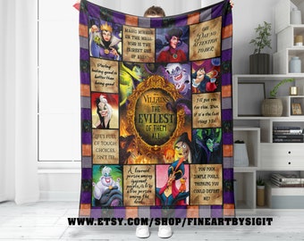 Personalized Disney Villains Blanket, Disney Birthday Blanket Gift, Halloween Witches Blanket Gift, Disney Villains Family Blanket Gift