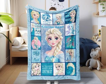 Personalized Frozen Elsa Blanket, Elsa Birthday Blanket, Frozen Princess Elsa Throw Blanket, Disney Baby Girl Blanket, Custom Kids Gift