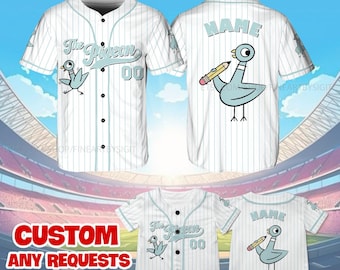 Elephant and Piggie the Pigeon Jersey, The Pigeon Baseball Jersey, Don't Let the Pigeon Drive The Bus Shirt, Mo Willems Fan Birthday Gift