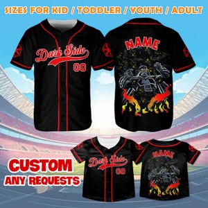 Darth Vader Heavy Metal Flames Jersey, Star Wars Baseball Jersey, Star Wars Darth Vader Jersey, Galaxy&#39;s Edge Trip Shirt, QJ60B