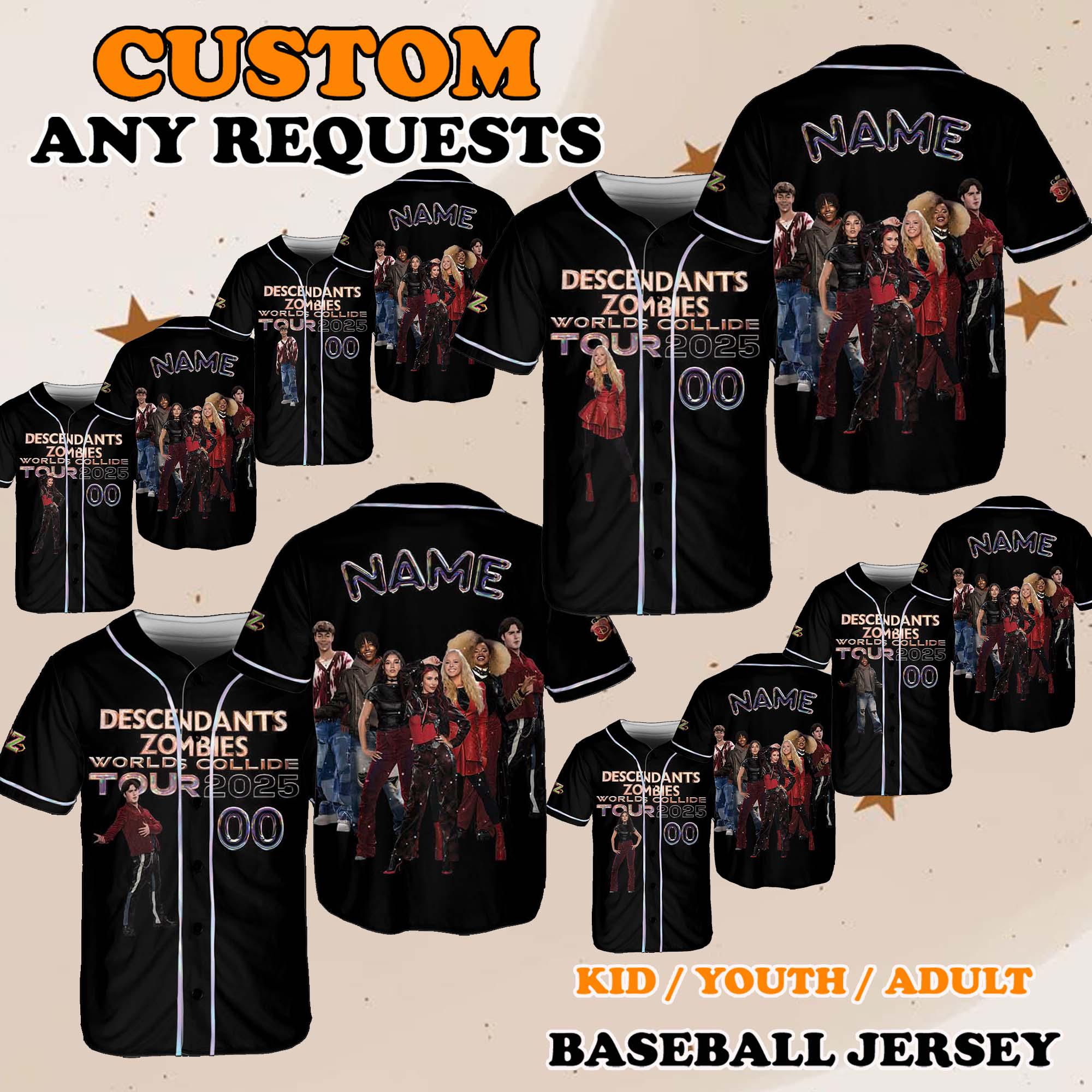 Descendants Zombies Worlds Collide Tour Jersey, Disney Worlds Collide Tour Baseball Jersey, Descendants Shirt, Disney Zombies Shirt, QJ136