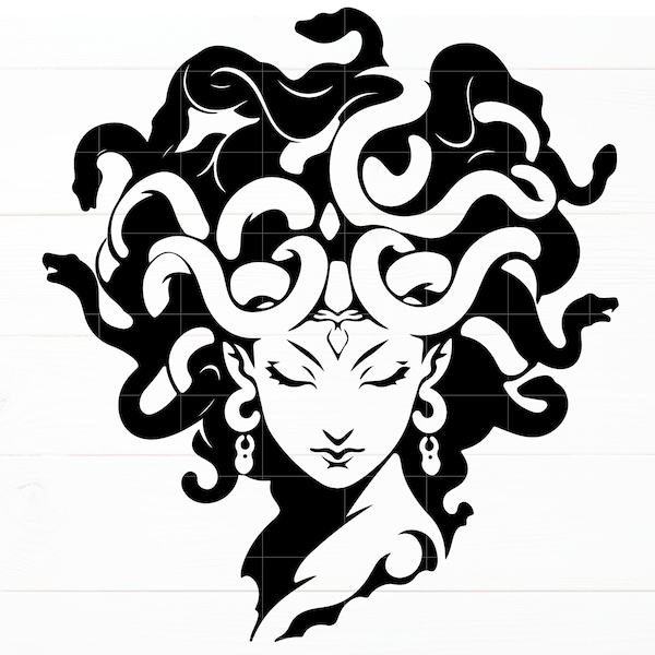 Medusa SVG - Mythological Svg | Snake Svg | Snake Hair Svg | Medusa Png Dxf Eps Jpg | Greek Mythology Svg