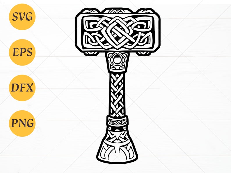 Mjölnir SVG Norse Viking Hammer Svg Cut File Thor's Hammer Black and ...