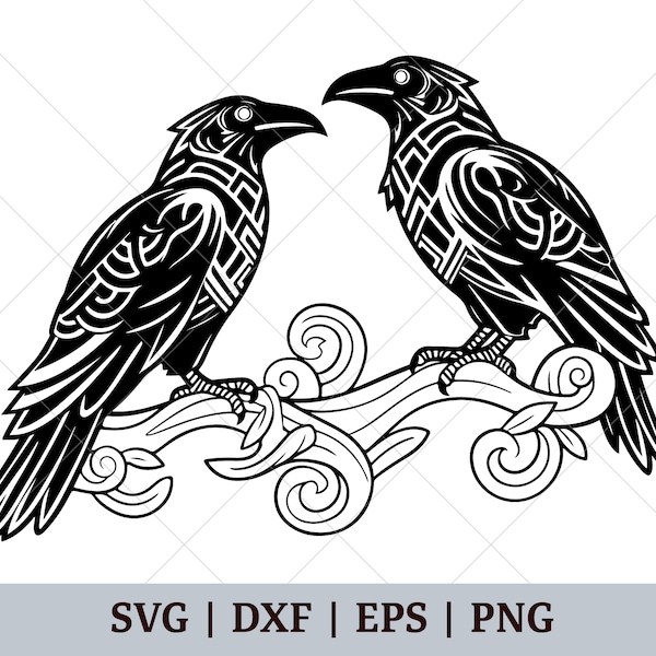 Old Norse Ravens SVG | Norse Mythology Huginn And Muninn | Viking Svg, Png