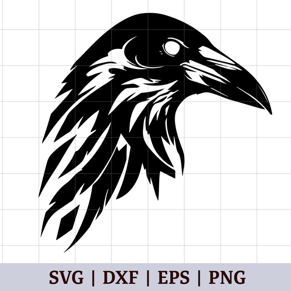 Raven SVG File | Norse Mythology Huginn Muninn Bird Head | Viking Raven Svg Cut File | Eps, Dxf, Png