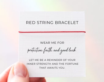 Bracelet ficelle rouge, bracelet rouge de protection, bracelet cordon de soie réglable, fil rouge, kabbale, cadeau pour elle, bracelet en soie rouge