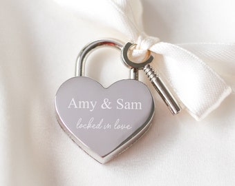 Personalized Heart Padlock, Anniversary Gift, Engraved Love Padlock, Wedding Gift, Engagement Love Lock, Travel Paris Amsterdam Love Lock