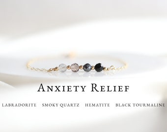 Bracelet d’anxiété pour femmes, bracelet anti-stress, bracelet anti-anxiété, cristaux pour l’anxiété, bracelet en cristal de guérison à chaîne délicate