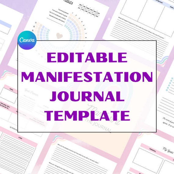 Manifestation journal | Journal template for Canva | Find & manifest your vision | Affirmation of your life | Plan 2024 | Printable journal