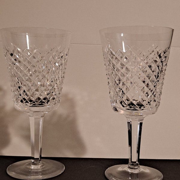 Waterford Crystal Alana    Water Goblet , 6  inches tall  set of 2  no chips or cracks  beautiful condition no glass haze . qty avai