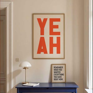 YEAH Retro Art Print, Positive Quote, Colorful Wall Decor (Digital Download) Dopamine Decor