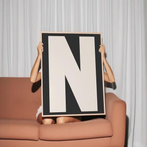 N Print - My Type of A-Z Wall Print, Digital Download, Retro Wall Art, Trendy Wall Art, Typography, Letters, Letter Print, Gift Art, N