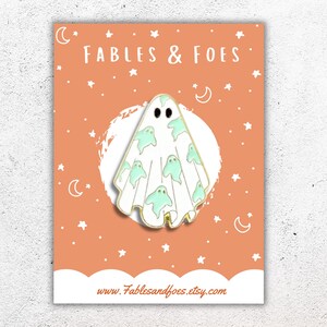 Ghosty Ghost Enamel Pin | Cute Ghost-Patterned Ghoul Brooch | Adorable Halloween Accessory | Spooky Season Lapel Pin | Spooky Gift