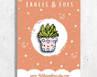 Happy Succulent Plant Enamel Pin | Cute Succulent Plant Lover Pin | Kawaii Cactus | Perfect  Gardening and Nature Lover Gift | Greenery Pin