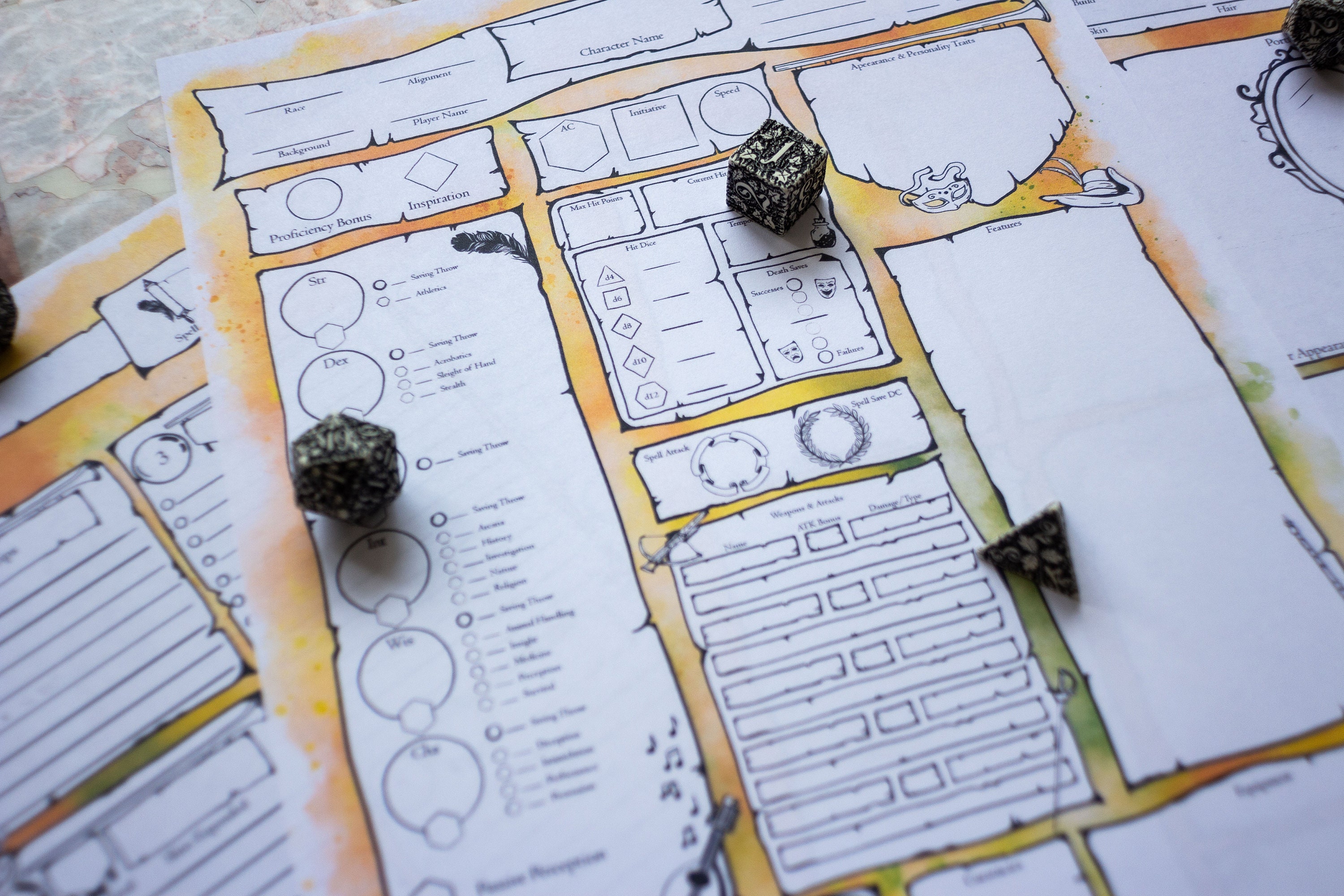Dnd 5e Character Sheet Bundle Dungeons and Dragons Printable - Etsy