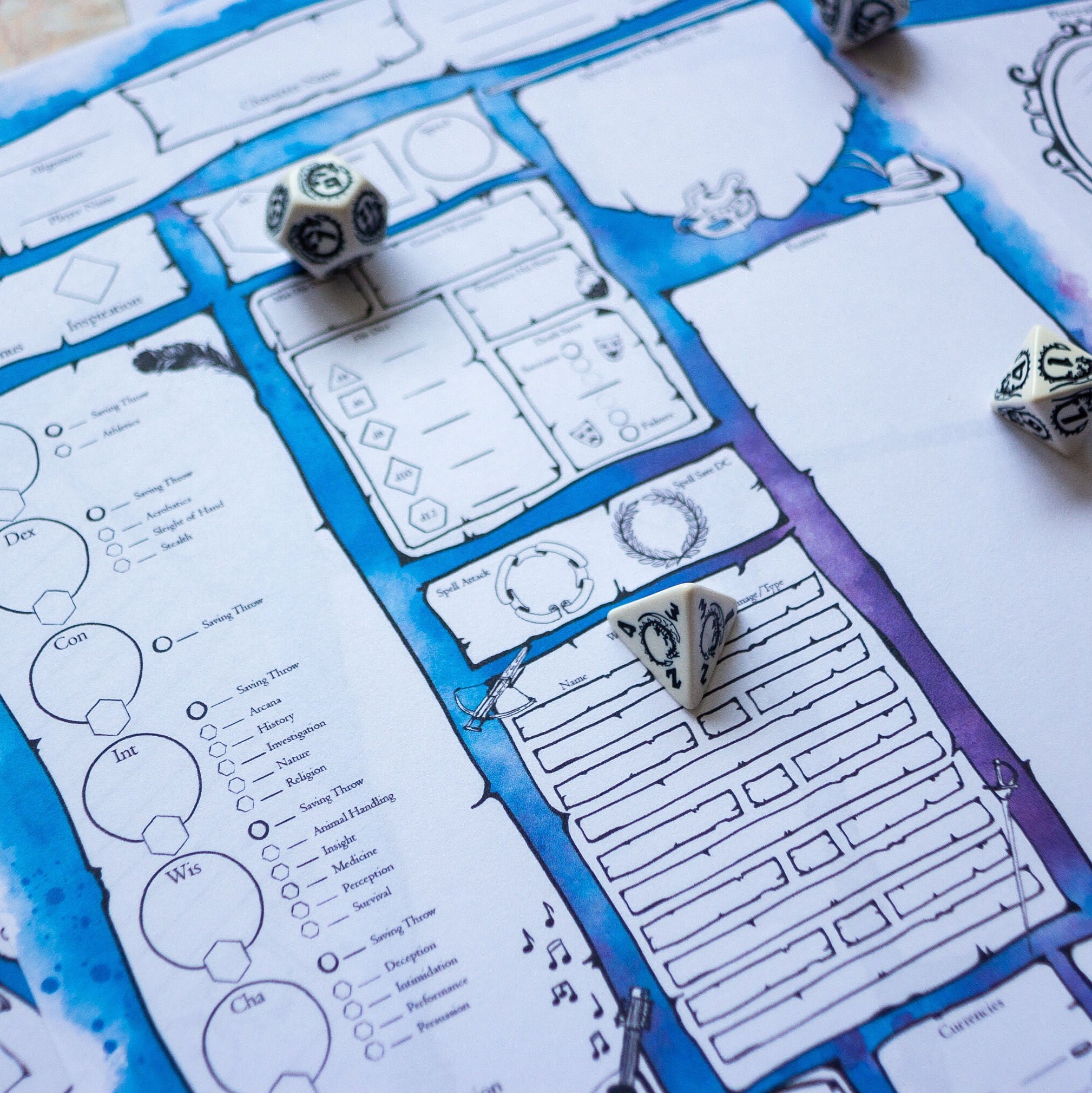 5e Character Sheet Dnd Bard Themed Ttrpg Accessory for Etsy