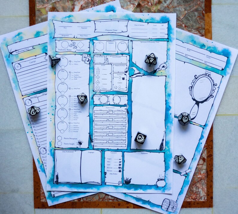 Dnd 5e Character Sheet Bundle Dungeons and Dragons Printable - Etsy ...