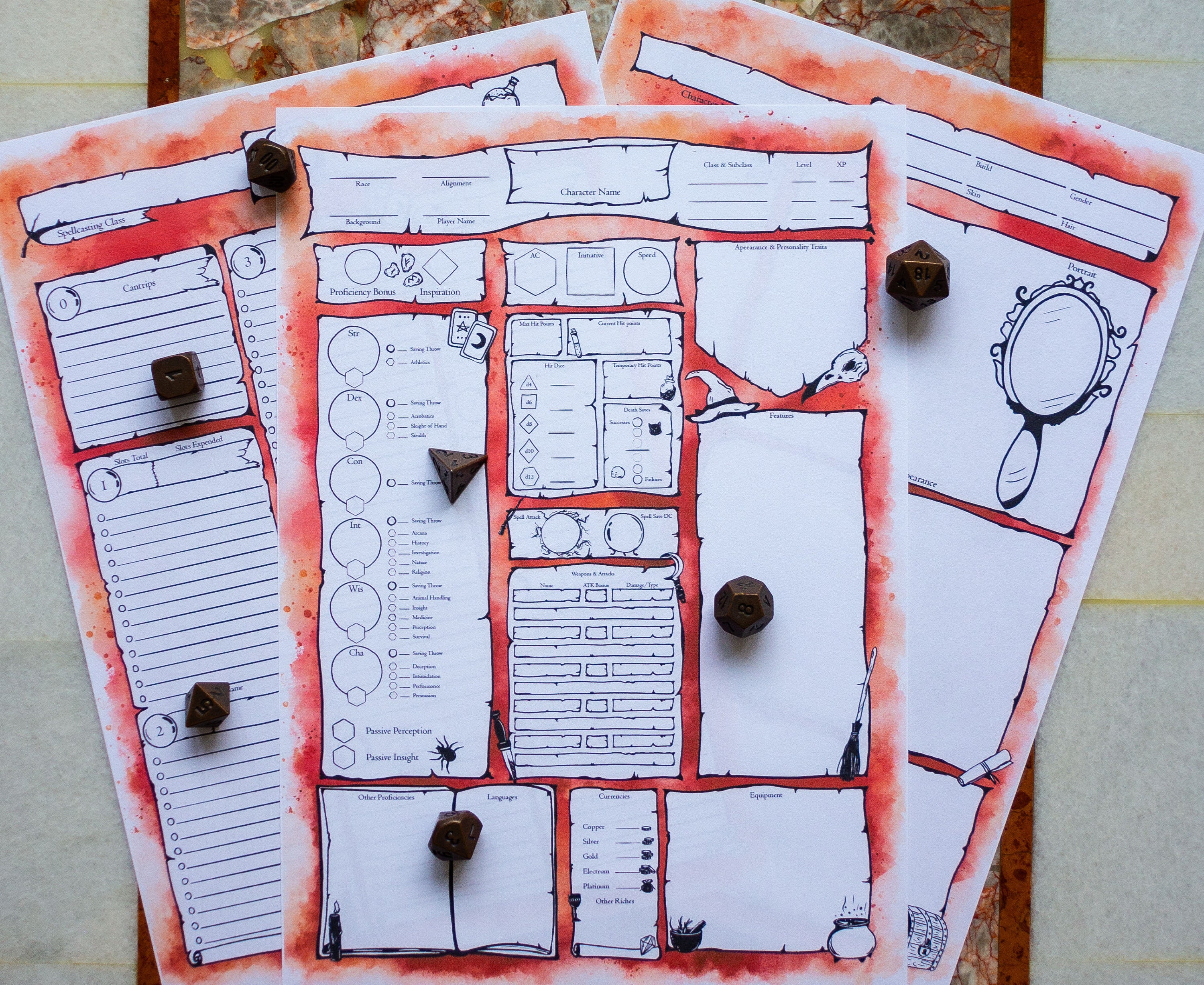 Dnd 5e Character Sheet Bundle Dungeons and Dragons Printable - Etsy ...