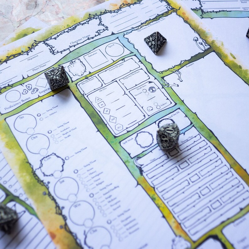 5e Character Sheet Pdf Dnd Druid Themed Ttrpg Accessory for - Etsy