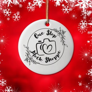 Christmas Tree Ornament Mockup, White Ceramic Blank Round Hanging Ornament Mock-Up, Holiday Print-On-Demand Mocks, Xmas Mock Up Bundle