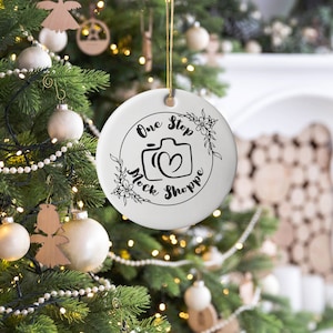 Christmas Tree Ornament Mockup, White Ceramic Blank Round Hanging Ornament Mock-Up, Holiday Print-On-Demand Mocks, Xmas Mock Up Bundle
