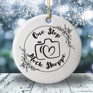 Christmas Tree Ornament Mockup, White Ceramic Blank Round Hanging Ornament Mock-Up, Holiday Print-On-Demand Mocks, Xmas Mock Up Bundle