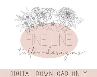 Aangepaste tattoo-ontwerpen, minimalistische tatoeages, digitaal tattoo-ontwerp, gepersonaliseerde kunst, handgetekende