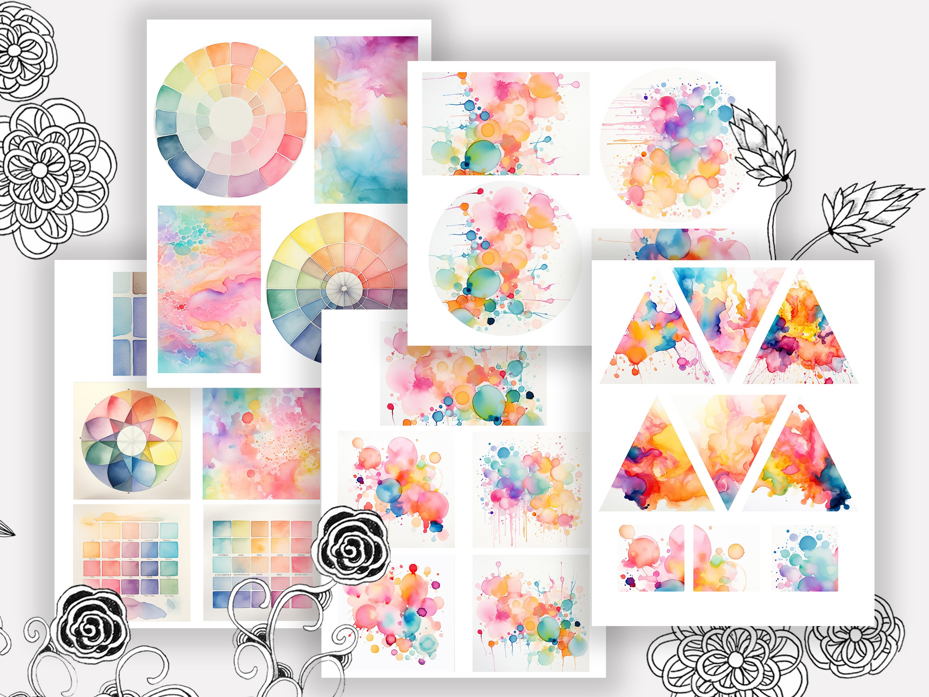 Printable Tiles for Tangling. Beautiful Watercolor Tiles for You to ...