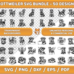Rottweiler svg bundel, Rottweiler illustraties, Rottweiler png, hond svg, hondenras svg, hond png, hond illustraties, Rottweiler kunst aan de muur, Rottweiler