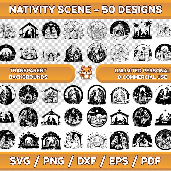 Nativité svg Bundle, Crèche scène svg, Nativité Ornement svg, Ornement de Noël svg, Nativité png Bundle, Nativité Clipart, Décoration svg