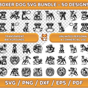 Boxer svg Bundle, Boxer Clipart, Boxer png, Boxer Dog svg, Razza di cane svg, Clipart di cane, Boxer Wall Art, Boxer per Cricut, Dog Wall Art, Boxer
