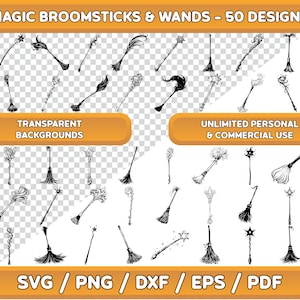 Bundle baguette magique svg, svg manche à balai magique, bundle png magique, clipart Halloween, effrayant mignon, clipart baguette magique, clipart manche à balai
