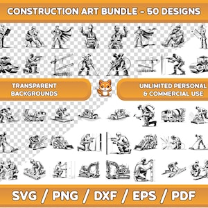 Bouwvakker kunstbundel, bouw svg, bouw png, bouw clipart, bouw kunst aan de muur, bouw digitale kunst