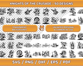 Paquete de arte de los Caballeros de las Cruzadas, Caballero png, Caballero SVG, Decoración de caballero SVG, Caballero arrodillado ante Dios SVG, Guerrero SVG, Dnd SVG, Dnd png