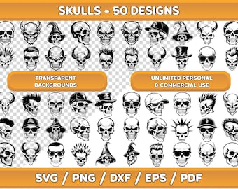 Schädel SVG Bundle: Gothic Clip Art für Cricut (Digitaler Download)