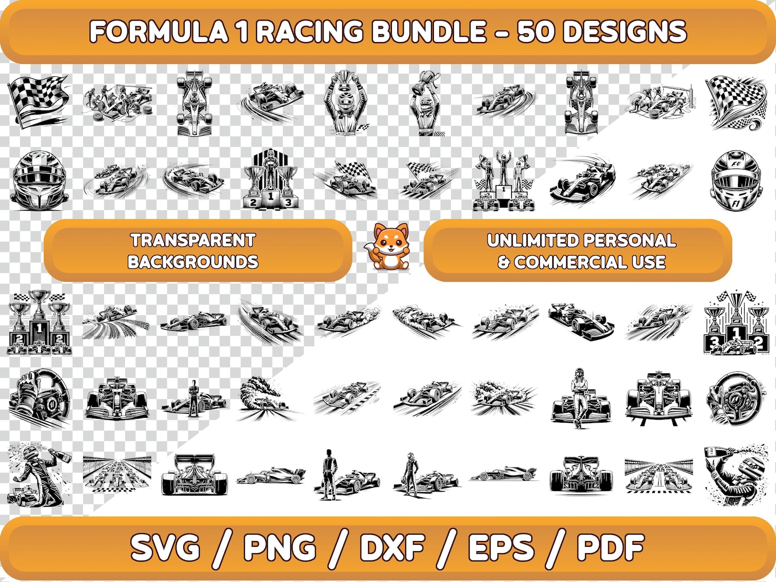Formula 1 Racing SVG Bundle: F1 Car Clipart (digital Download) - Etsy