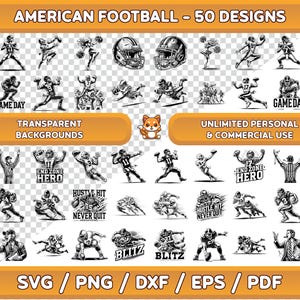 American Football digitale kunstbundel, American Football svg, American Football clipart, American Football silhouet, American Football png