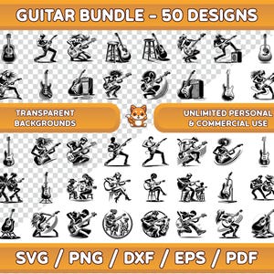 Guitar Art Bundle, gitaar svg, gitaar clipart, gitaar png, kunst aan de muur gitaar, gitaar voor Cricut, muziek svg, muziek png, digitale gitaar kunst