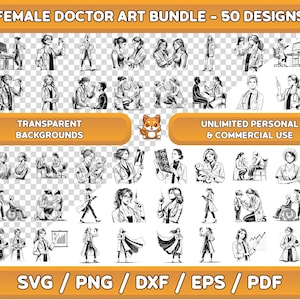 Paquete de arte de doctora, doctora SVG, doctora PNG, clipart de doctora, arte mural de doctora, arte digital de doctora