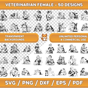 Paquete de arte de veterinaria, imágenes prediseñadas de veterinaria, arte mural veterinario, arte digital veterinario, silueta veterinaria, doctora veterinaria, vector veterinario