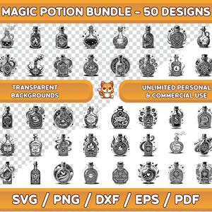 Magic Potion svg Bundle, Magic Potion png, Magic Potion Clipart, Witchcraft svg, Halloween Potion, Wizard Potion, Witch Potion, Spooky svg