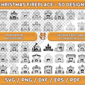 Christmas Fireplace SVG Bundle: Winter Fire Clipart (50 Designs)