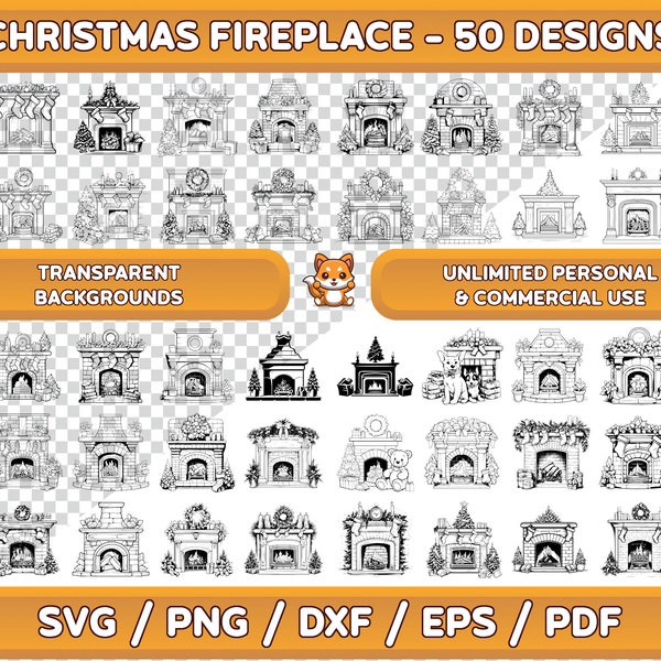 Christmas Fireplace svg Bundle, Winter Fire svg, Fireplace png, Fireplace Clipart, Christmas Ornament, Christmas decoration, Christmas svg