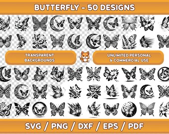 Paquete SVG de mariposas: Imágenes prediseñadas caprichosas para Cricut (descarga digital)