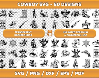 Paquete SVG de vaquero: Gráficos del oeste para Cricut (descarga digital)