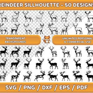 Rentier Silhouette svg Bundle, Rentier svg, Rentier png, Rentier Clipart, Weihnachtsschmuck svg, Weihnachtsdekor svg, Silhouette svg