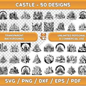 Castle Silhouette SVG Bundle, Castle svg, Castle png, Castle Clipart, Fairy tale Castle, Medieval Castle, Castle Silhouette, Princess svg